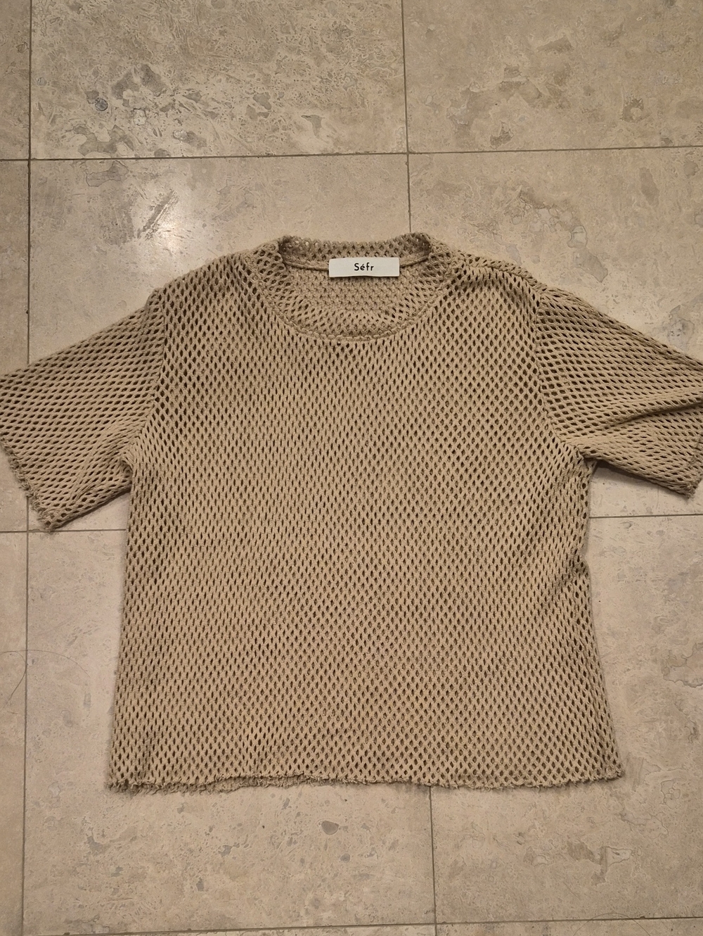 Séfr Franco Cotton Mesh Crewneck Tee Beige Camo Size Small